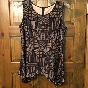 Lane Bryant Art Deco sleeveless blouse size 14/16